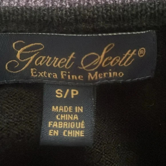 Garret Scott Extra Fine Merino Wool Sweater Black V-Neck Sweater - Picture 3 of 8